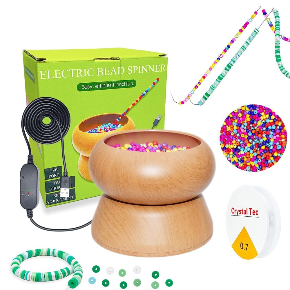 1668 Electric Bead Spinner - Clay Bead Spinner with 2PC Beading Needles